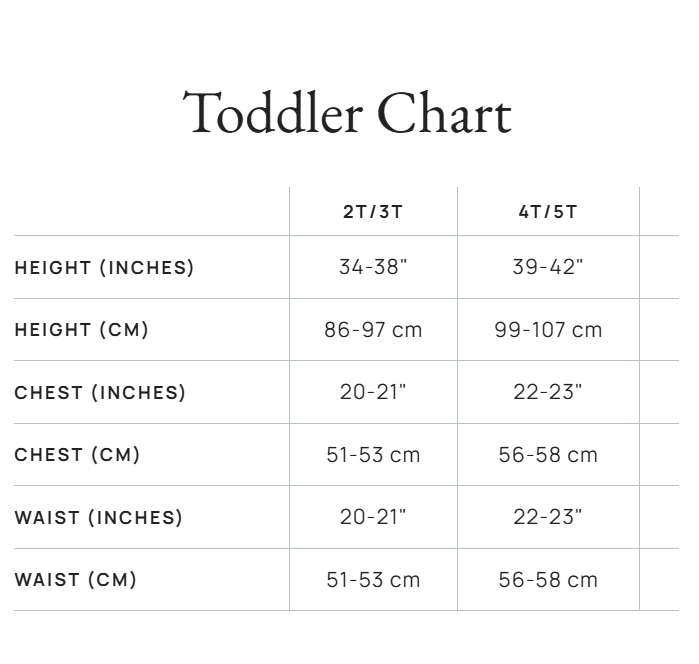 Product size guide