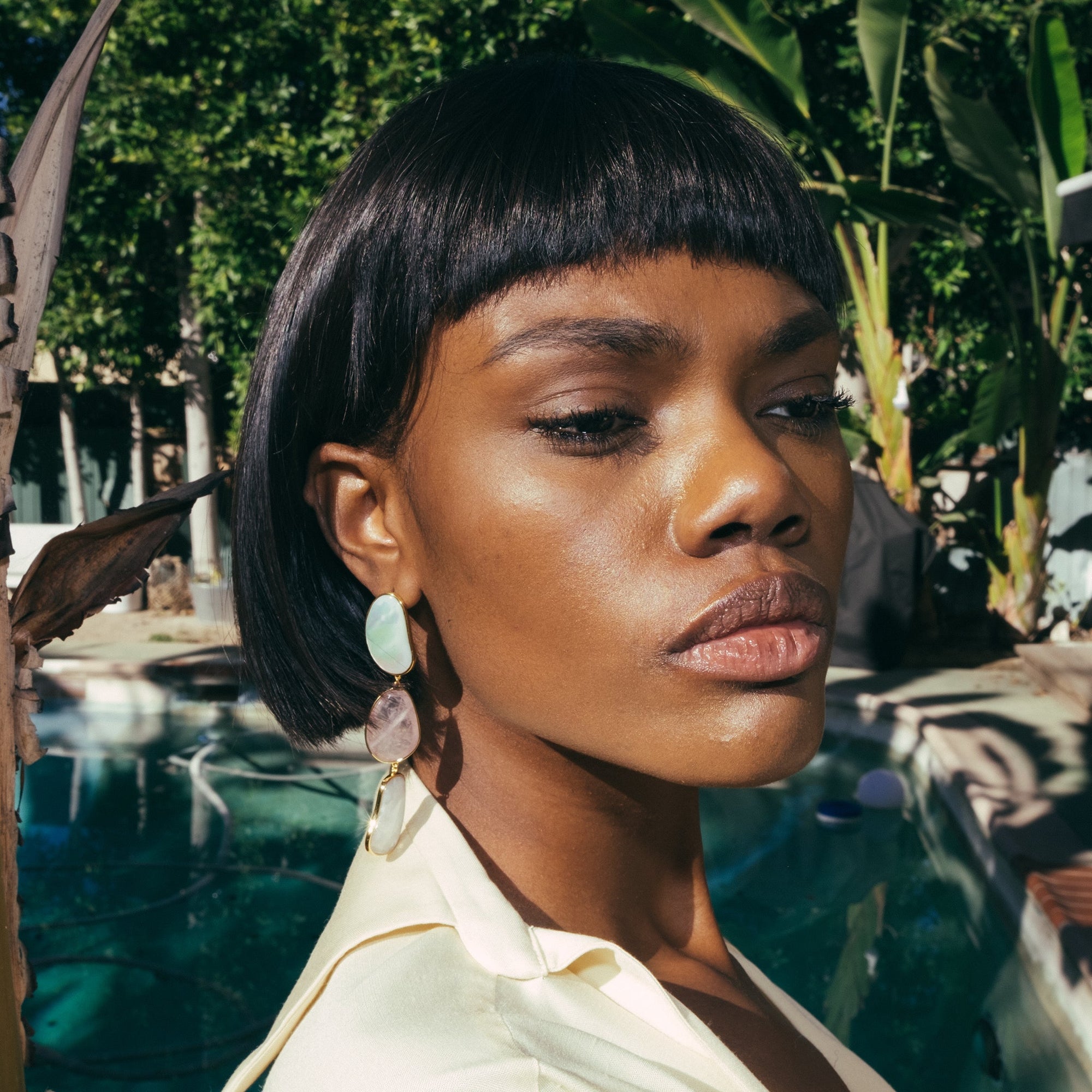 Opera Earrings | 18K Gold Plated | Mother of Pearl/Rose Quartz/Moonstone