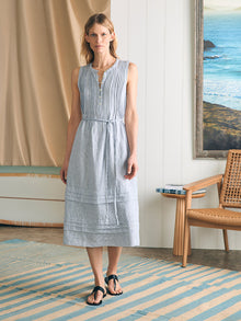 Womens - Isha Midi Dress | Blue Mini Stripe