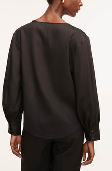 Drawstring Long Sleeve Blouse | Black