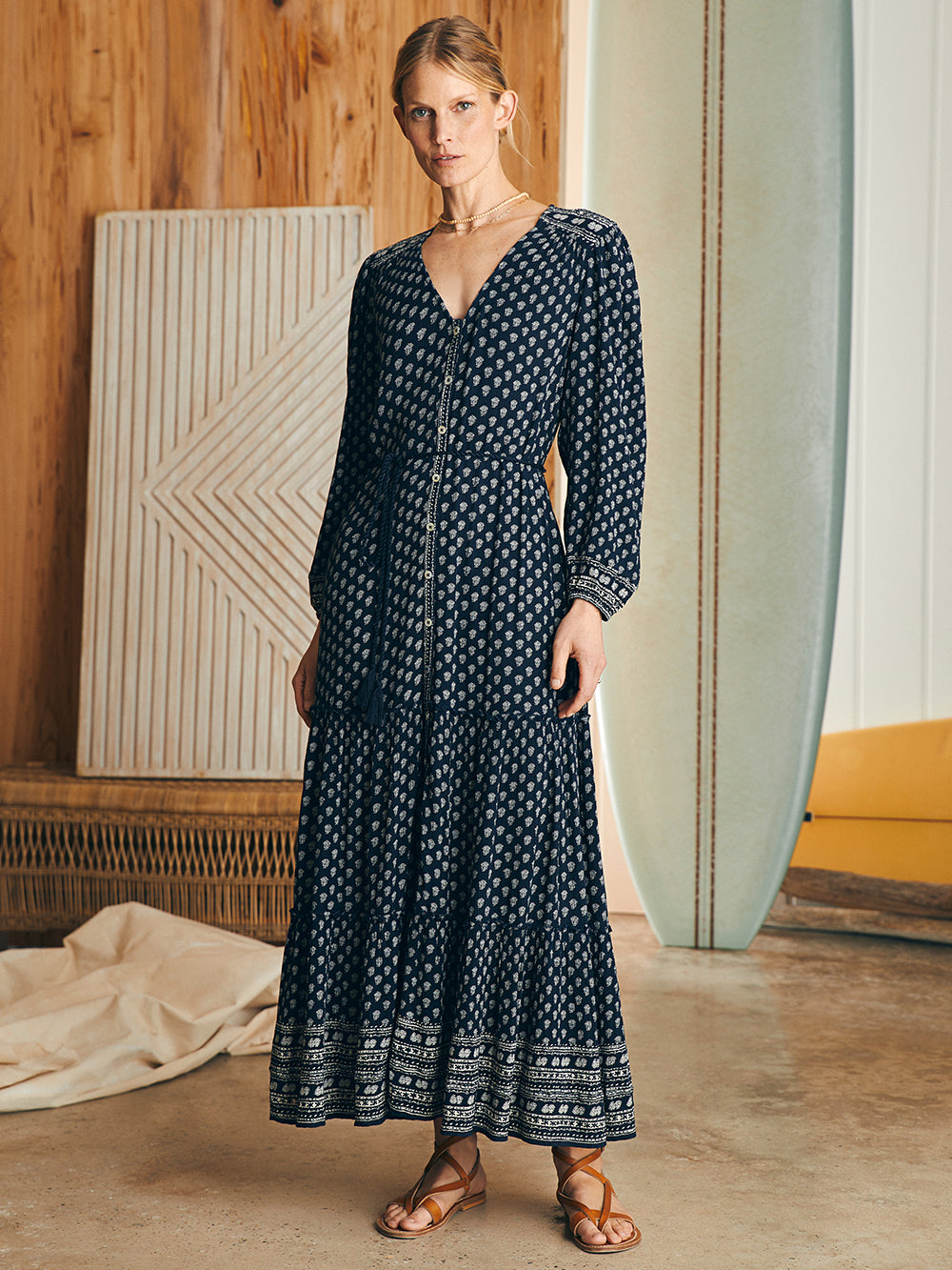 Womens - Orinda Long Sleeve Maxi Dress | Lotus Floral Print