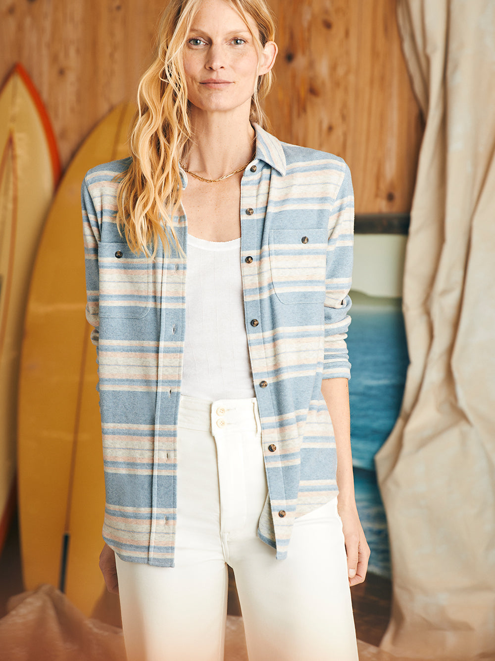 Womens - Legend Sweater Shirt | Coastline Stripe