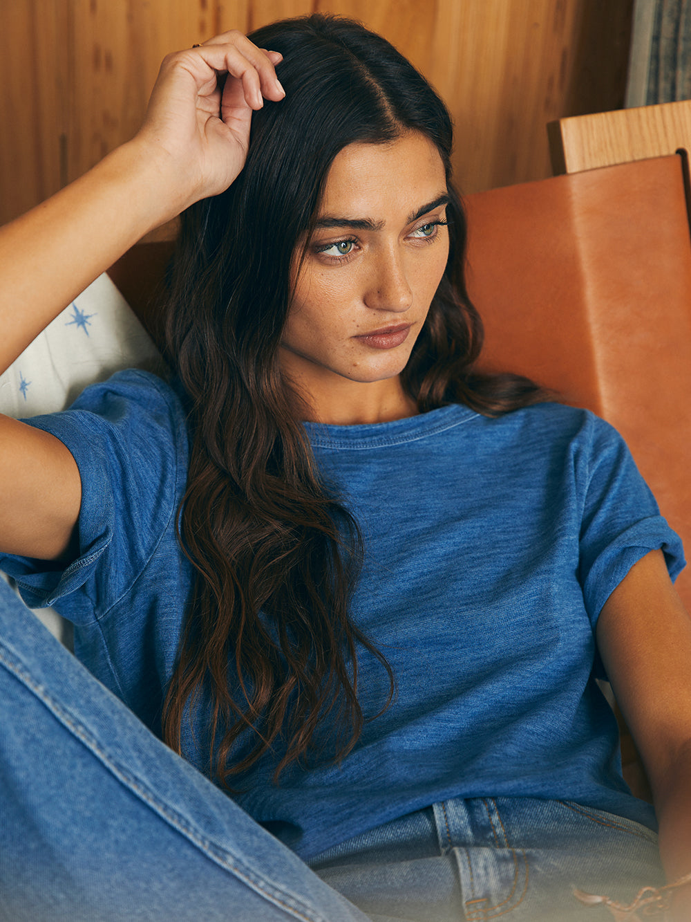 Womens - Sunwashed Crew Tee | Medium Indigo Wash