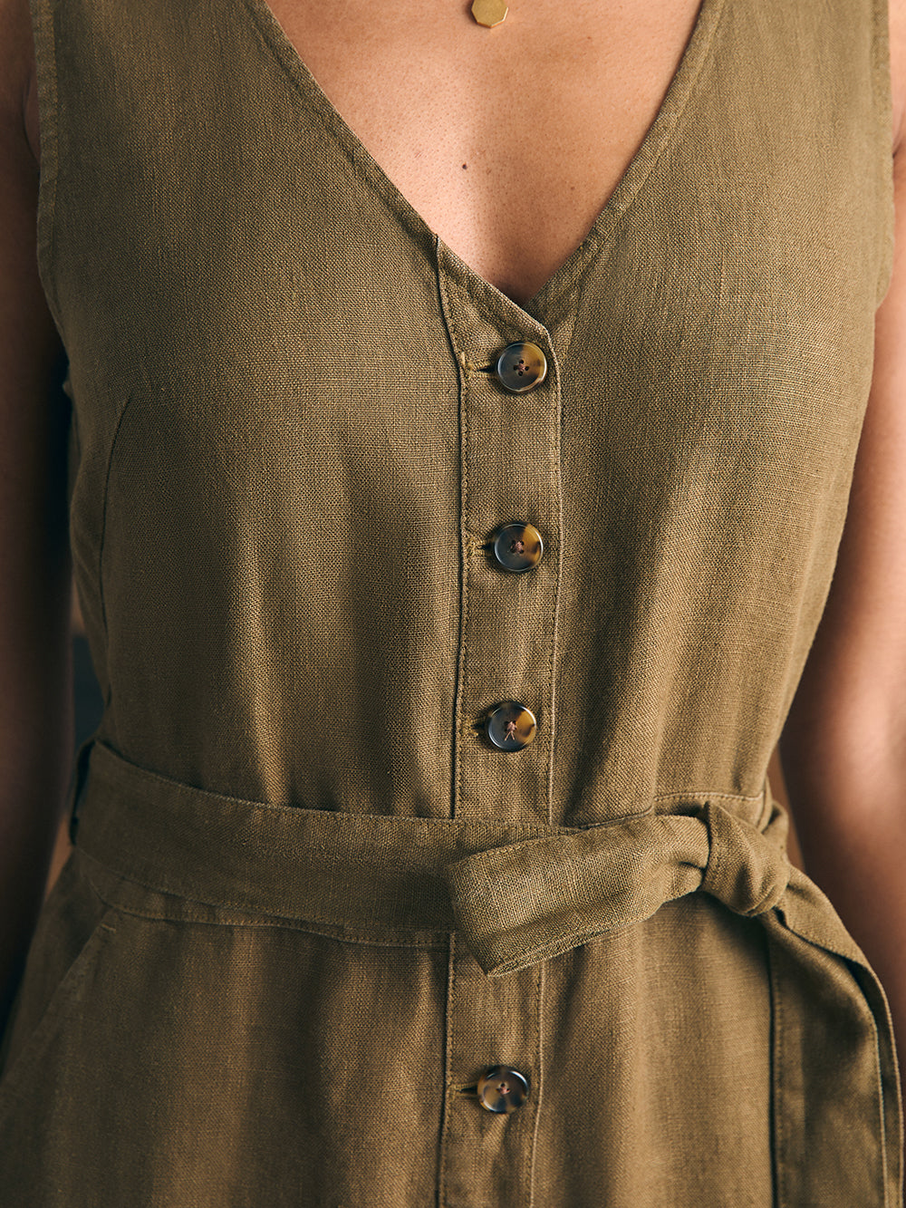 Womens - Alina Linen Jumpsuit | Military Olive