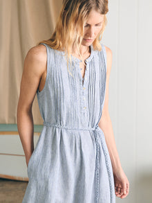 Womens - Isha Midi Dress | Blue Mini Stripe