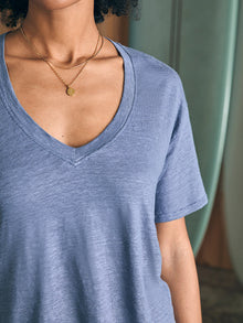 Womens - Linen V Neck Tee | Folkstone