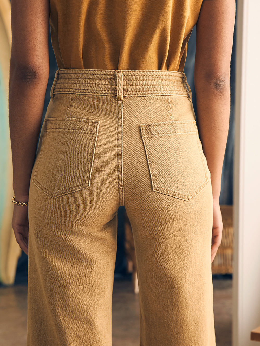 Womens - Natural Dye Denim Harbor Crop Pant | Gilded Sand Wash