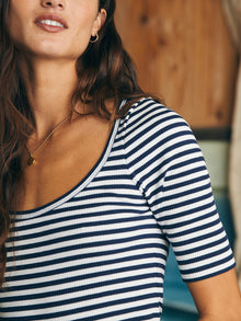 Womens - Freestyle Rib Knit Tee | Navy Desi Stripe