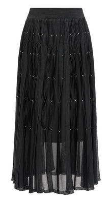 Embellished A-Line Pleated Midi Skirt | Ivory