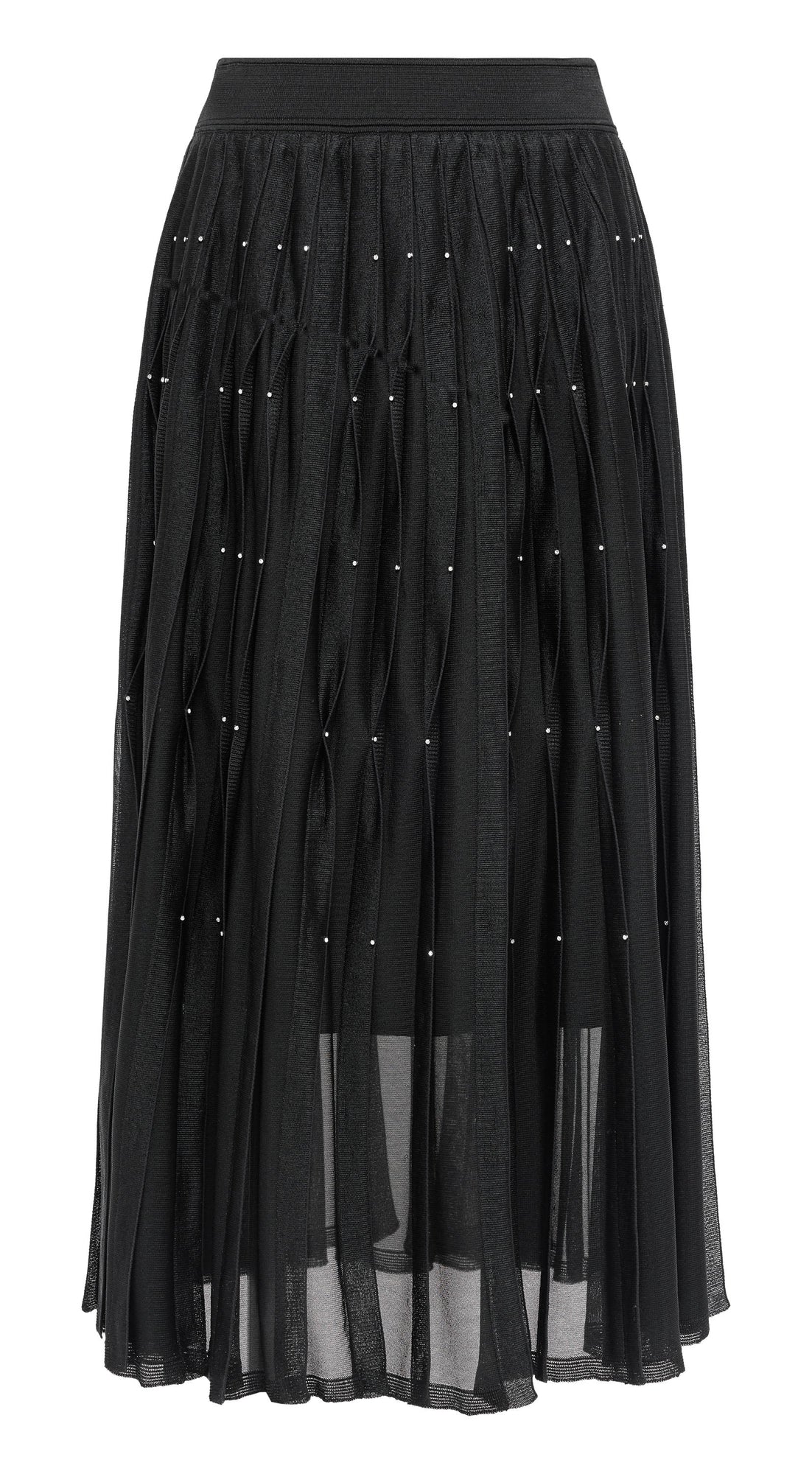 Embellished A-Line Pleated Midi Skirt | Ivory