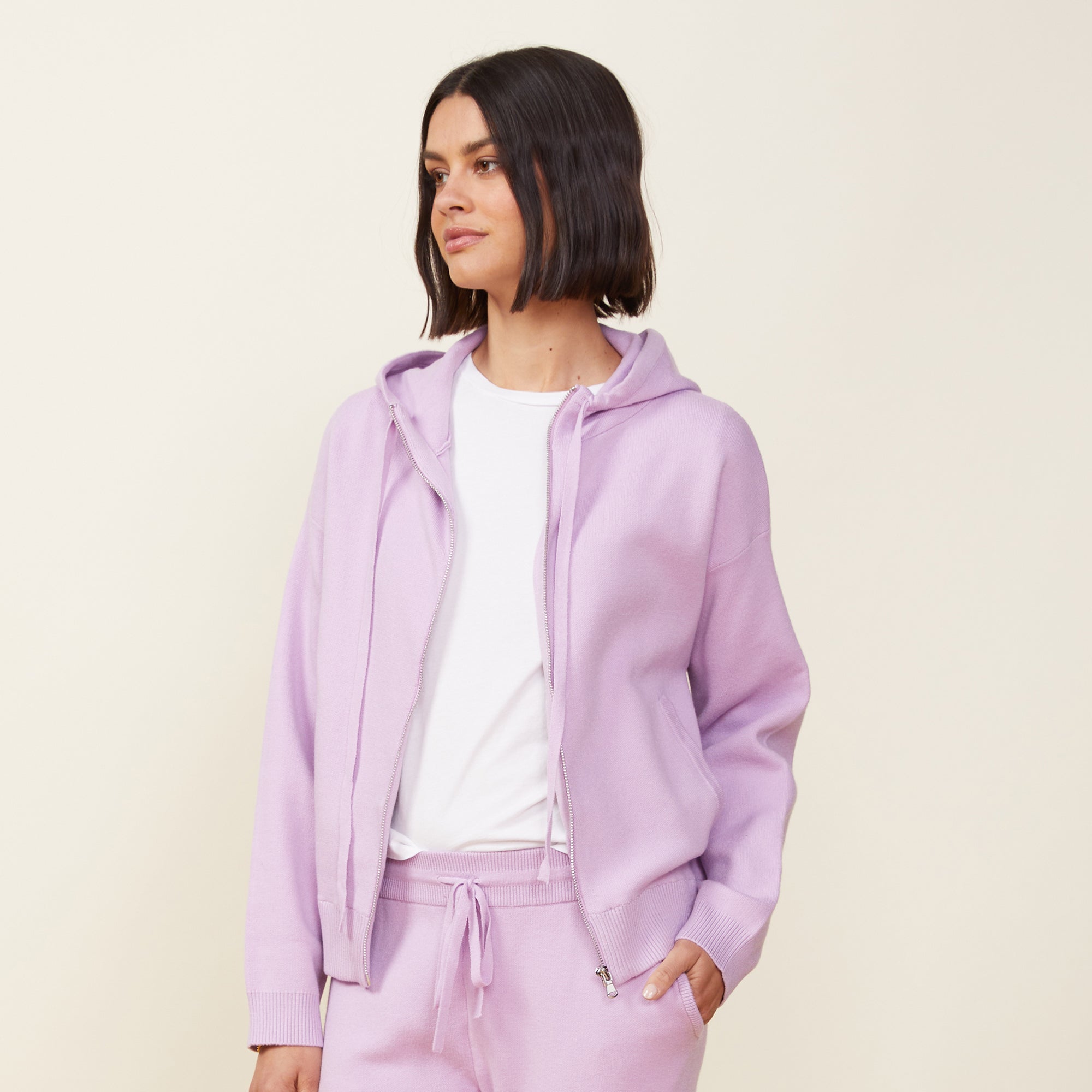 Soft Knit Zip Up Hoody | Women | Lavendula