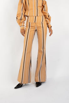 Tilly Cotton Trouser | Camel Striped