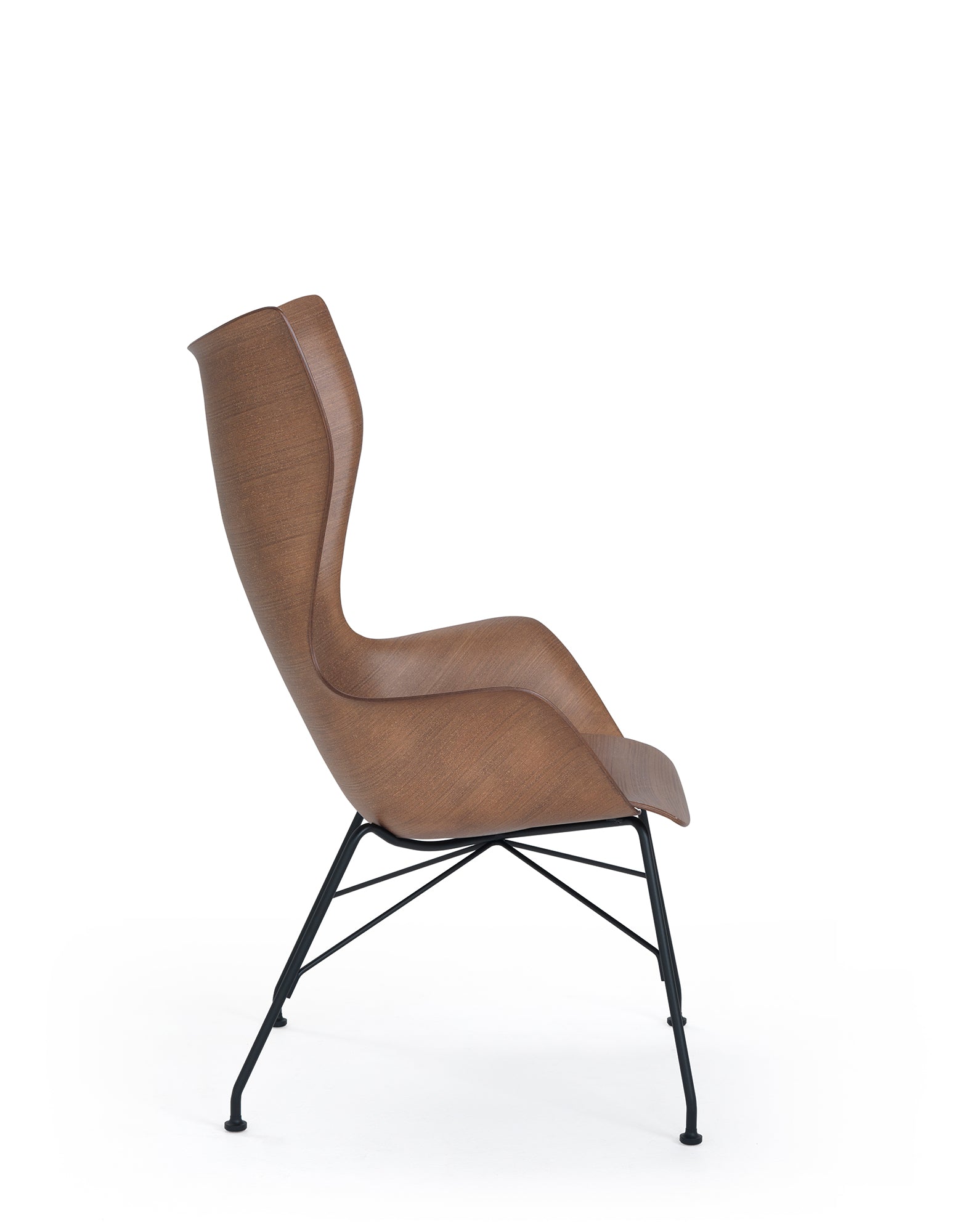 K/Wood Basic Veneer Amchair | Single | Dark Wood/Black