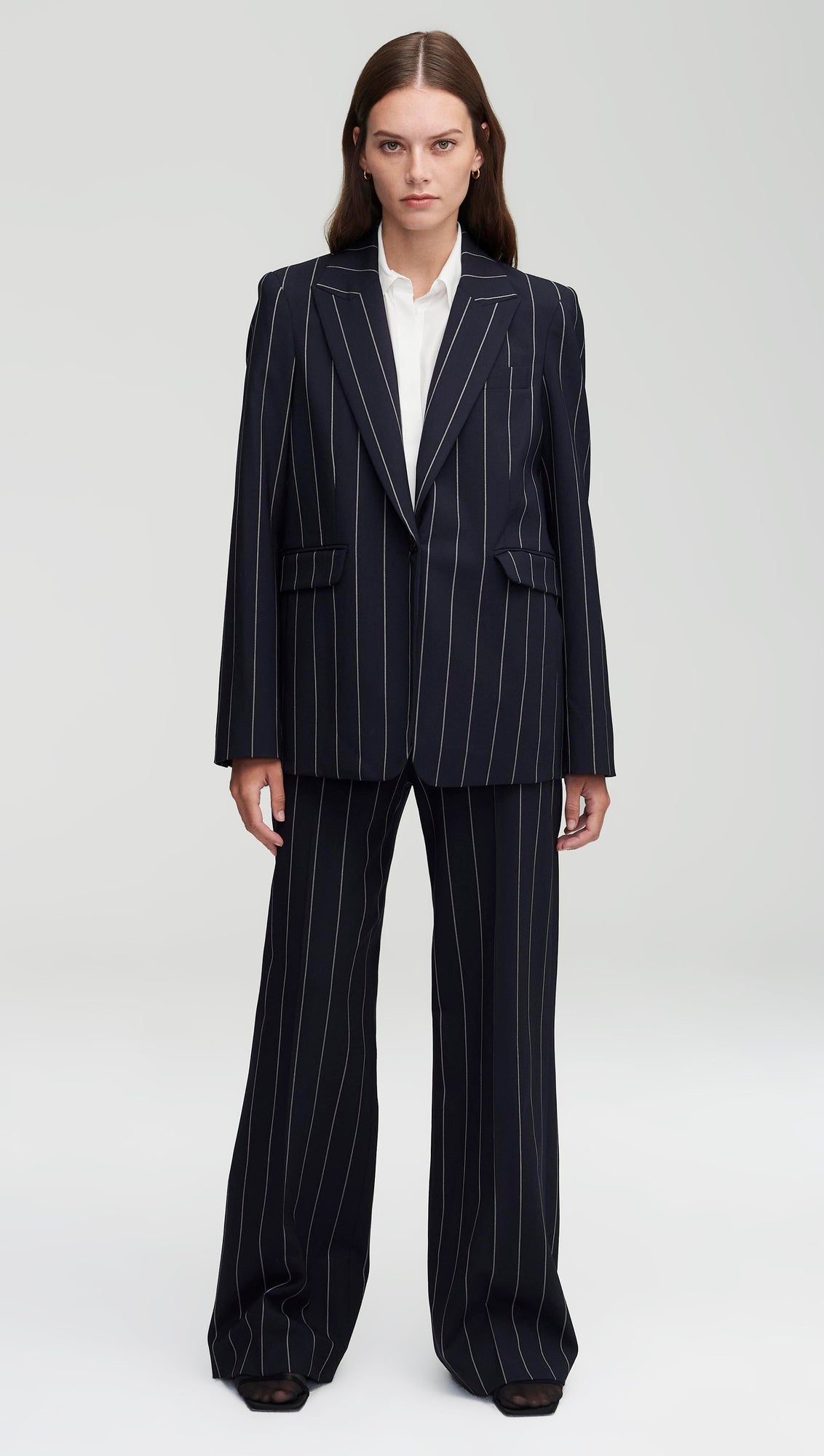 Crosby Blazer in Stretch Wool | Navy Stripe