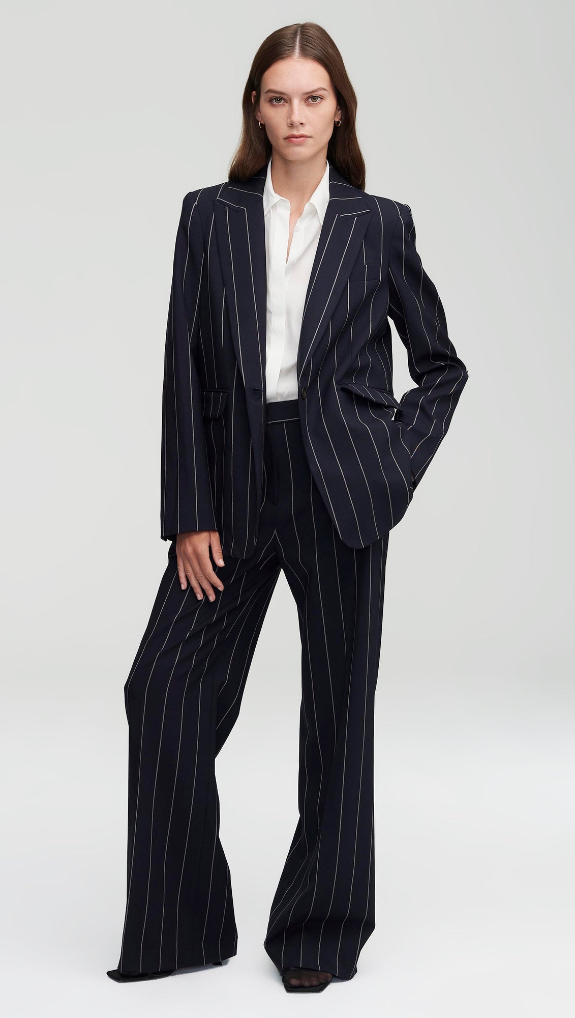 Crosby Blazer in Stretch Wool | Navy Stripe