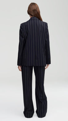 Crosby Blazer in Stretch Wool | Navy Stripe