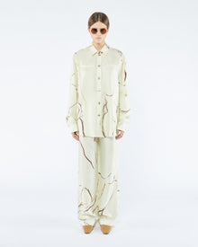 Womens | Sabrin Printed Twill Silk Shirt | Line Drawing Big Scale