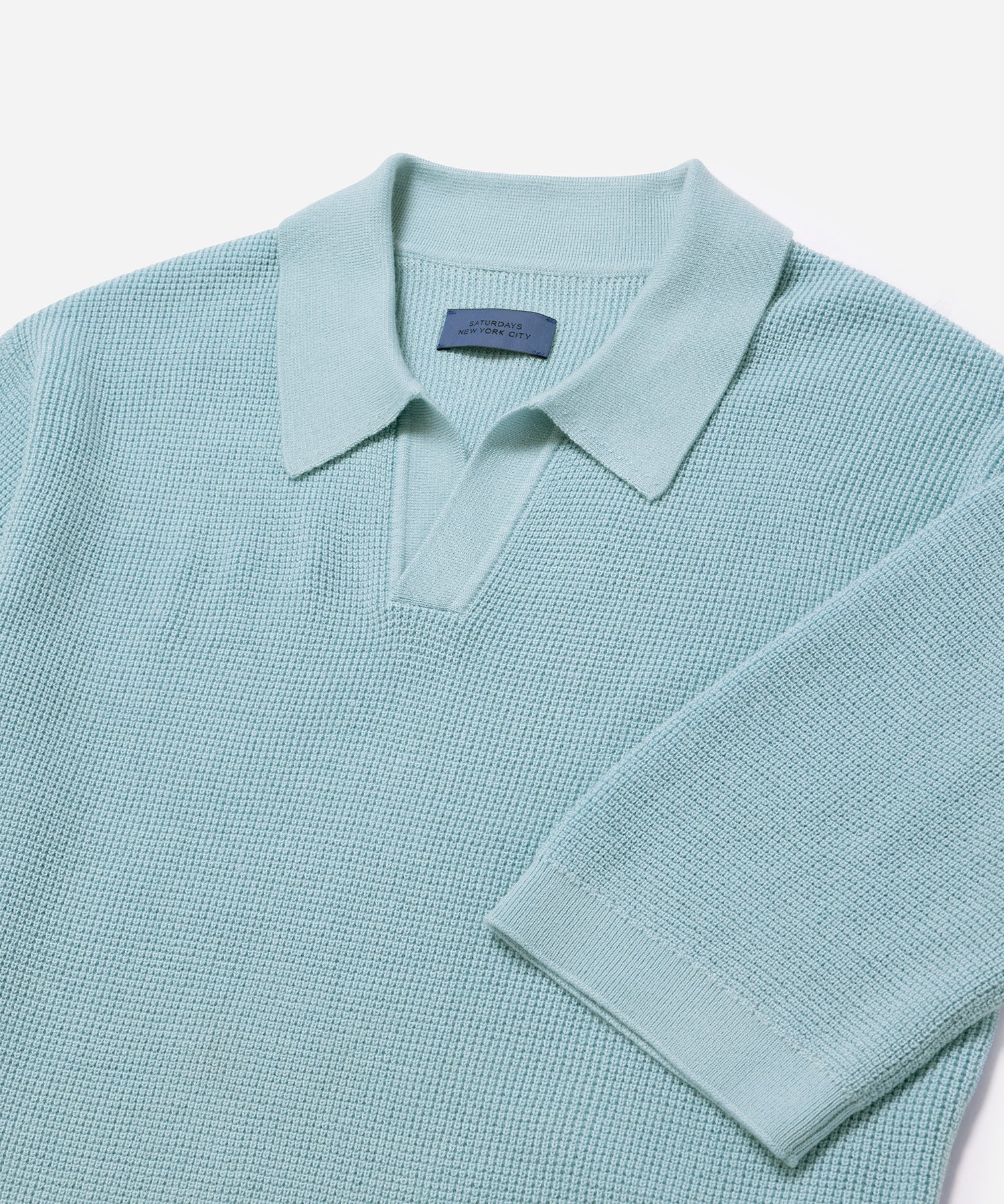 Dusty Turquoise | Alex Merino Wool Open Placket Polo