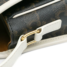 Celine | Pre-Owned Medium Triomphe Coated Canvas Folco Crossbody - II | White/Dark Brown