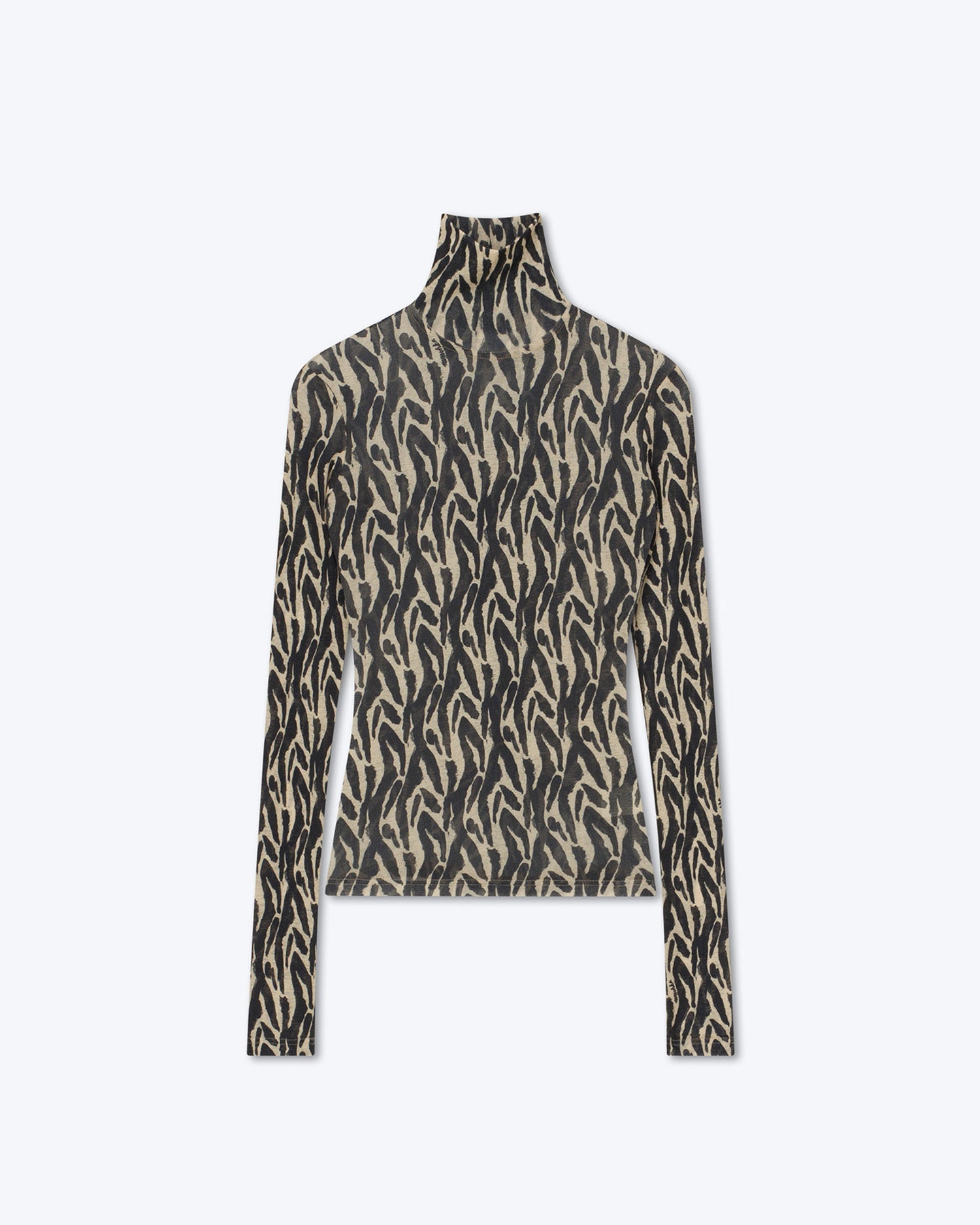 Harri Printed Mesh-Jersey Turtleneck Top | Brushtroke Animal