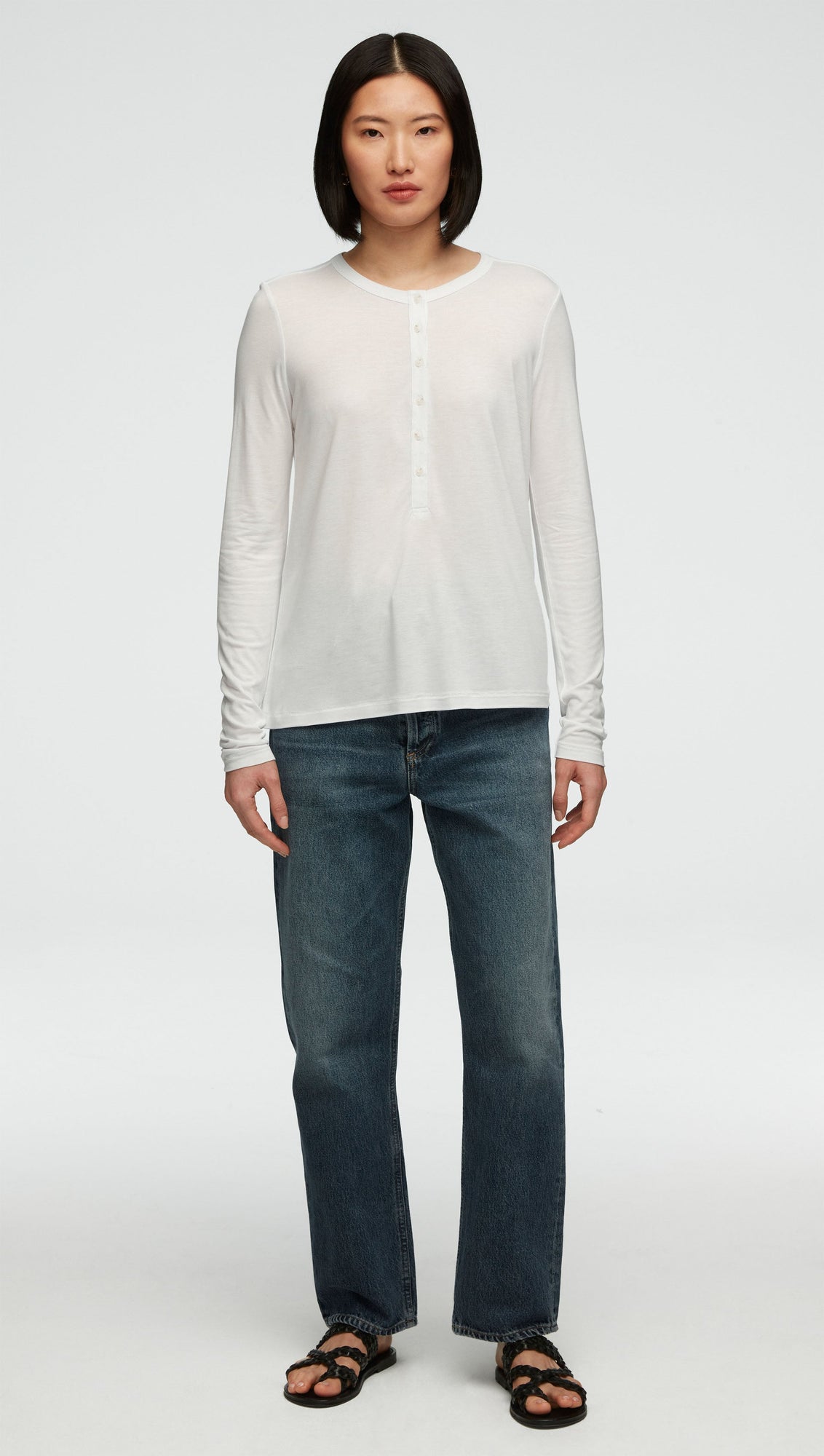 Henley Tee in Viscose Jersey | White