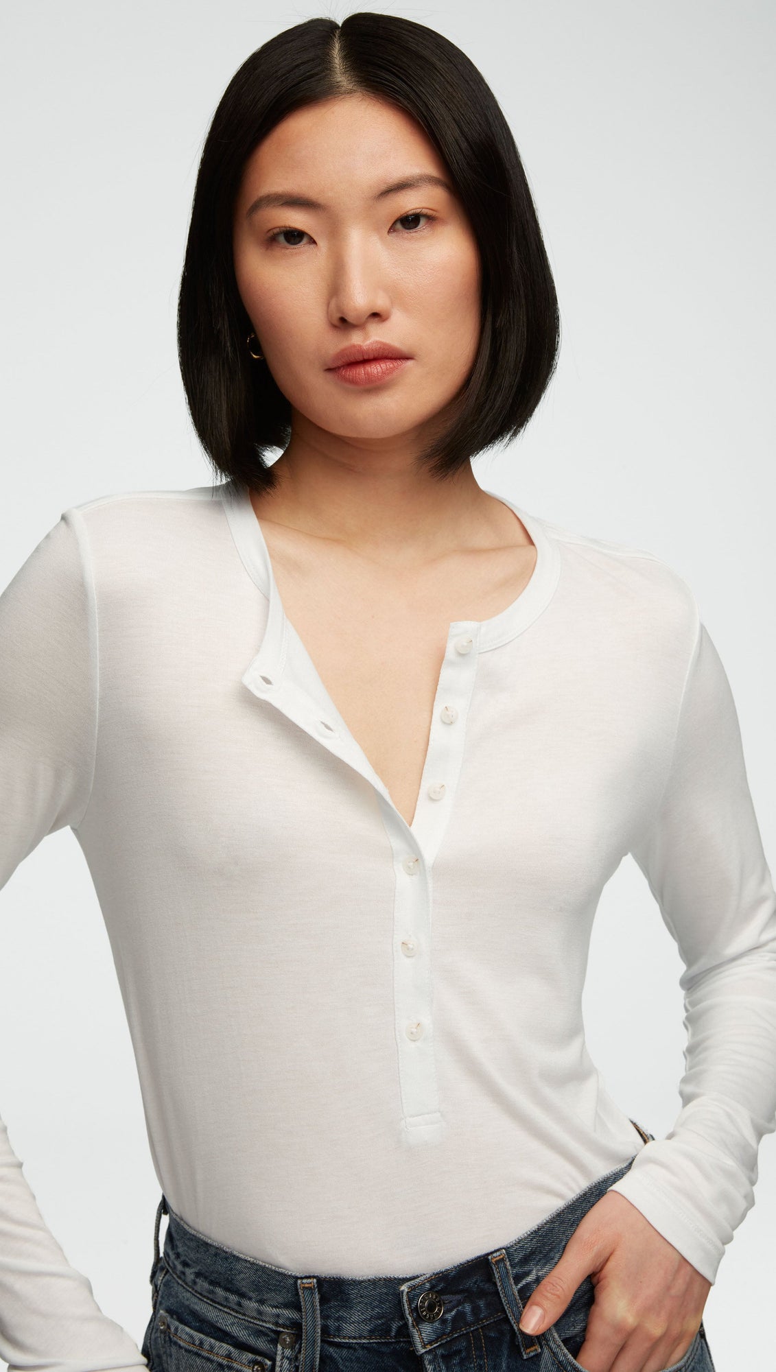 Henley Tee in Viscose Jersey | White