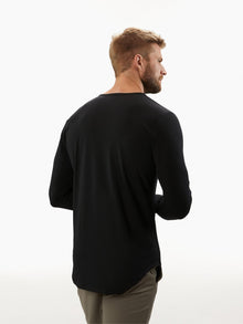 AO Long Sleeve Henley Elongated | Black Signature-fit PYCA Pro