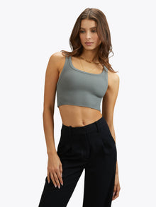 Womens | Coreflex Form-Fitting Cropped Tank | Sage