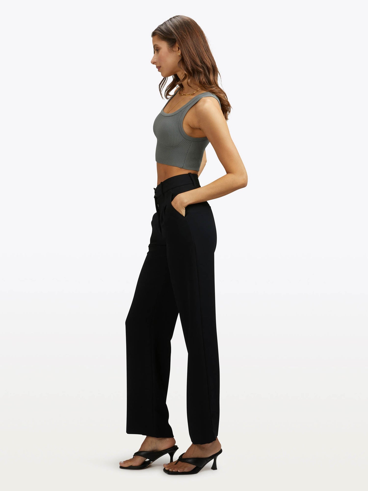 Womens | Coreflex Form-Fitting Cropped Tank | Sage