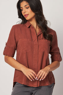 Split Back Button Down - Autumn Amber