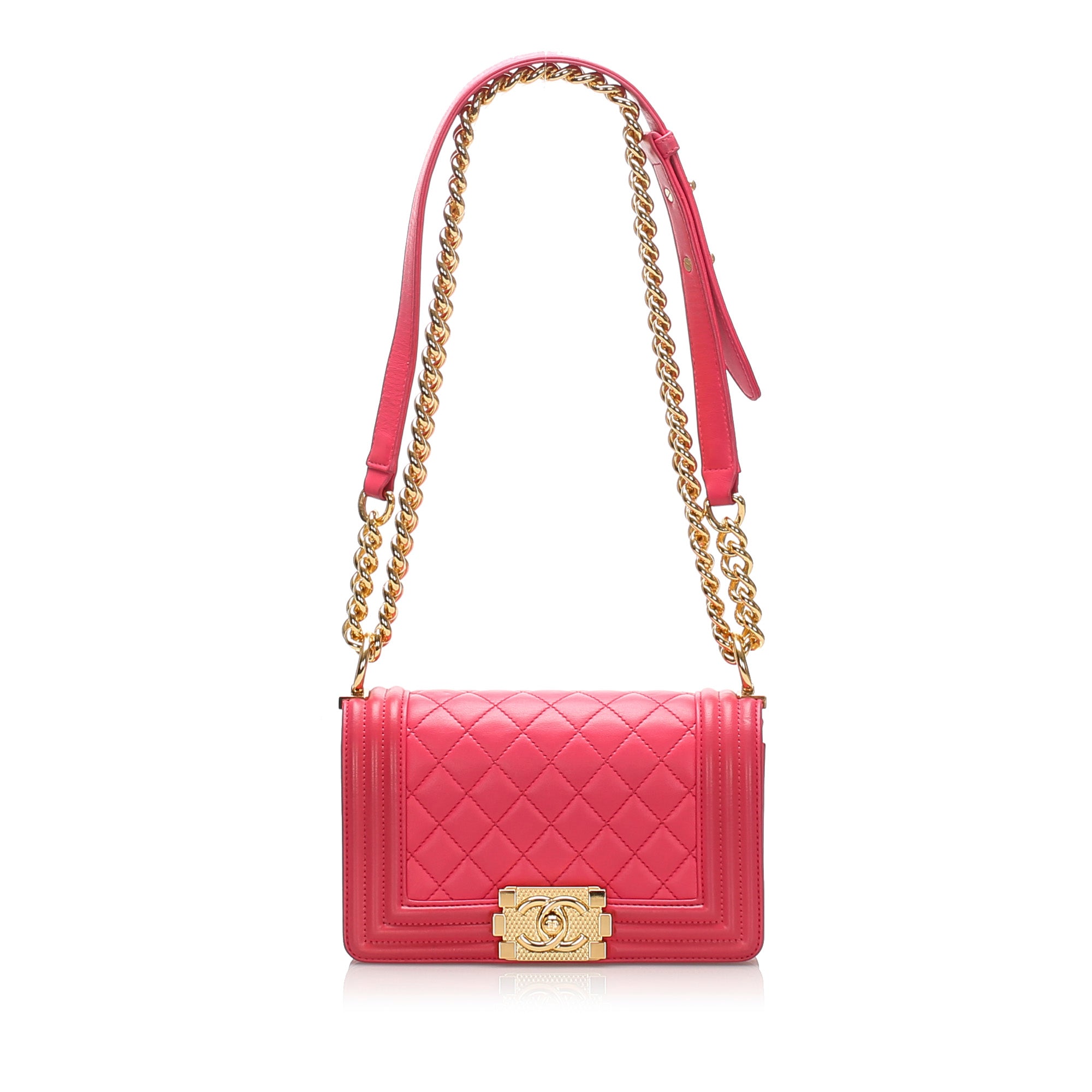 Chanel Pre-Owned Small Quilted Lambskin Boy Bag | Women | Pink x Dark Pink