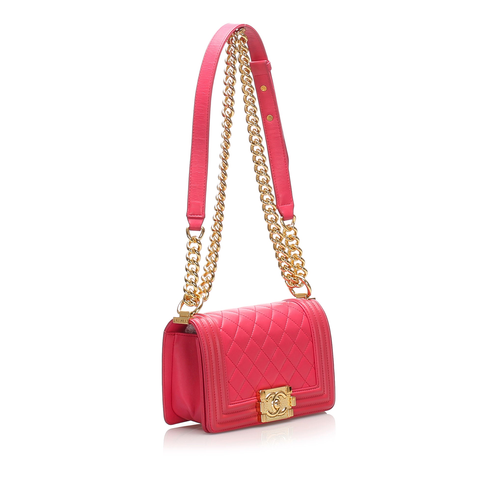 Chanel Pre-Owned Small Quilted Lambskin Boy Bag | Women | Pink x Dark Pink