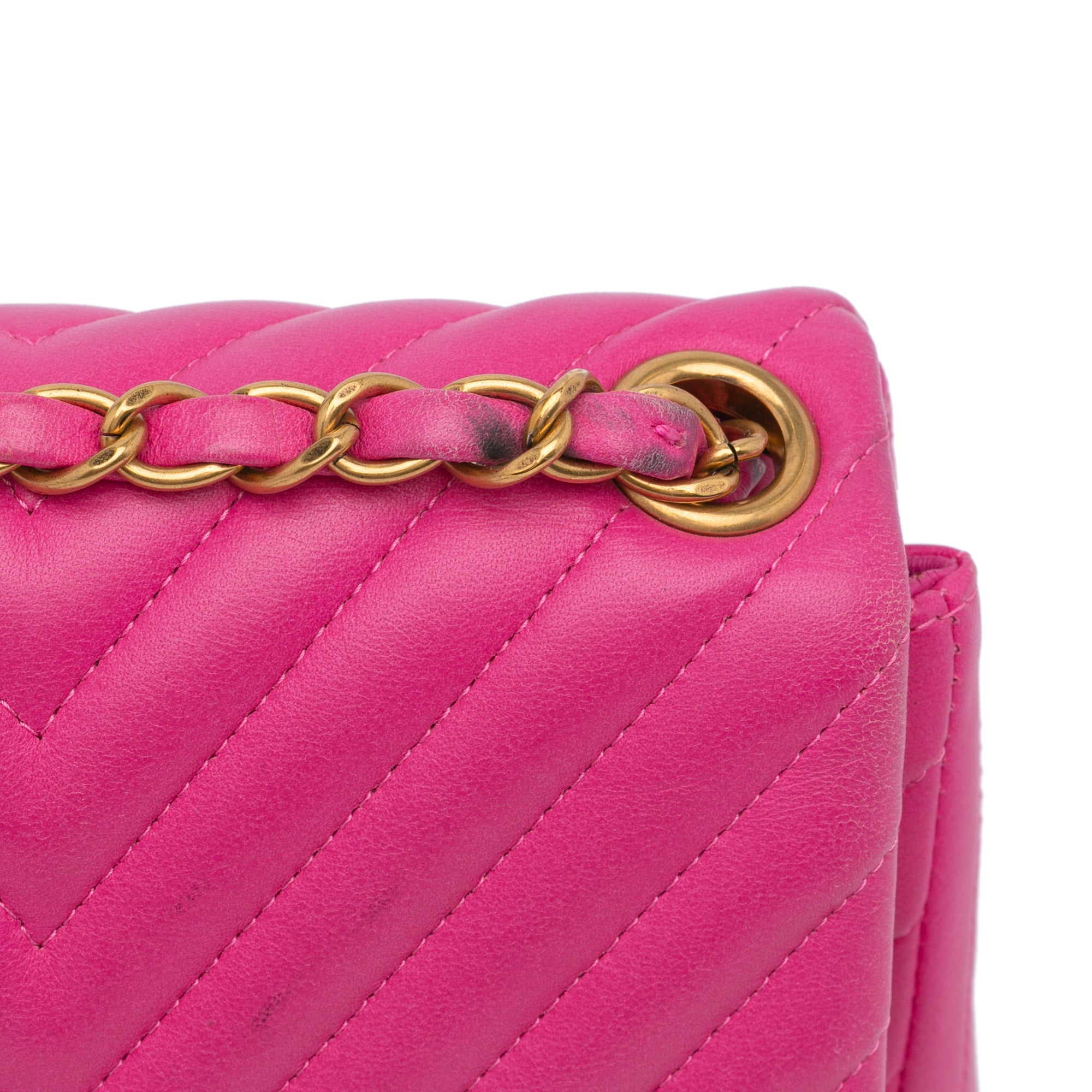 Chanel Pre-Owned Mini Square Classic Chevron Lambskin Flap | Women | Pink