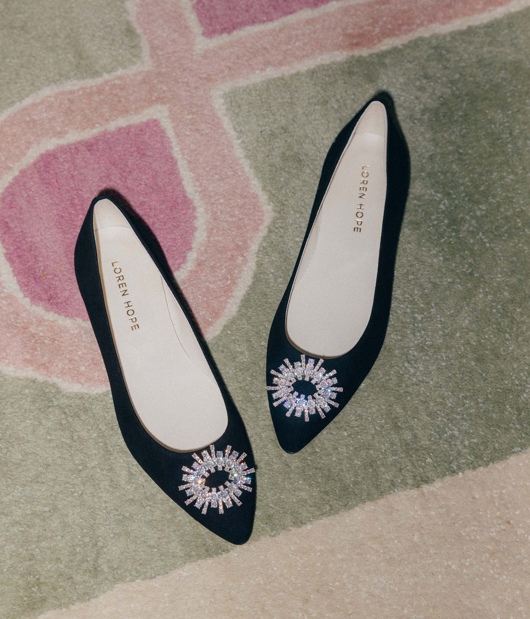 Stevie Ballerina Flats in Black Suede - Loren Hope
