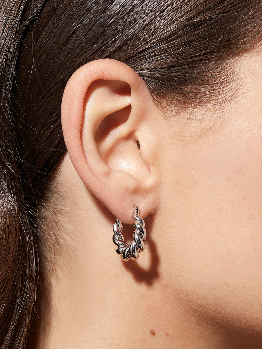 Paris Twisted Hoop Earrings | Rhodium on Sterling Silver