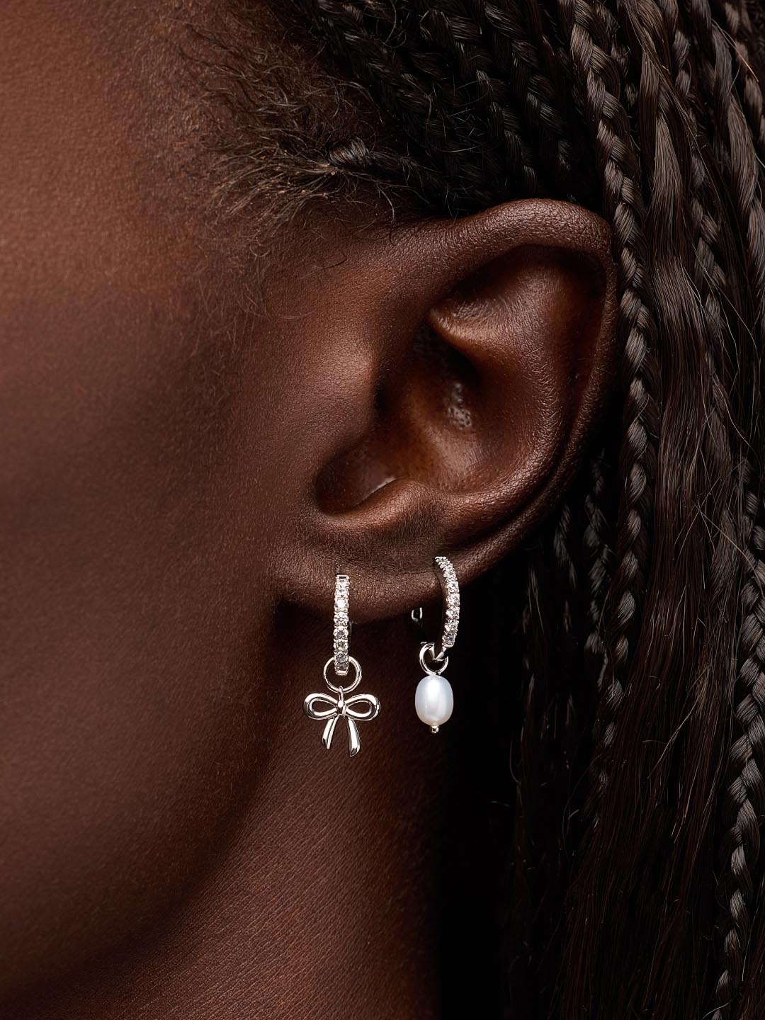 Rhodium Plated Freshwater Pearls Silver Earring Charms For Women Ana Luisa Pearl Charms Silver