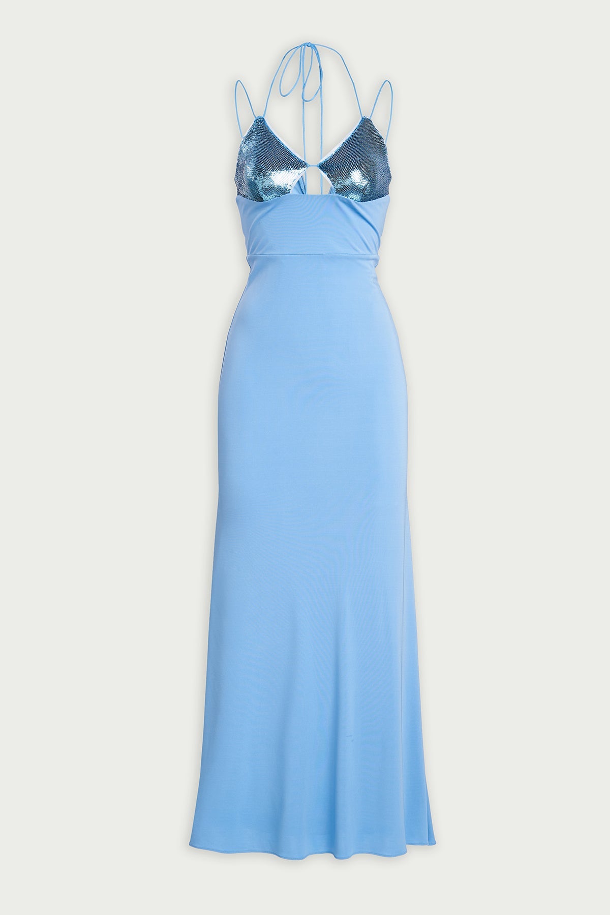 Halston | Kasen Gown In Jersey & Sequin | Tranquil Blue