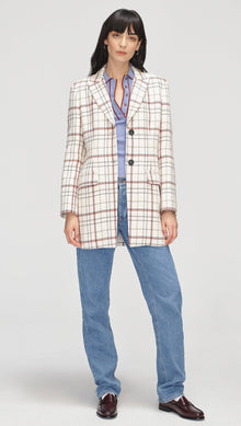 Single Breasted Jacket in Plaid Viscose | Ivory Plaid