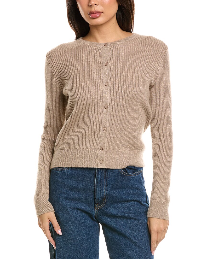The Cashmere Project | Womens | Lurex Mini Rib Cashmere-Blend Cardigan | Brown