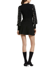 Mac Duggal | Womens | Knit Long Sleeve Grommet Mini Dress | Black