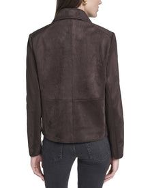 Cole Haan | Womens | Novelty Faux Suede Jacket | Chocolate