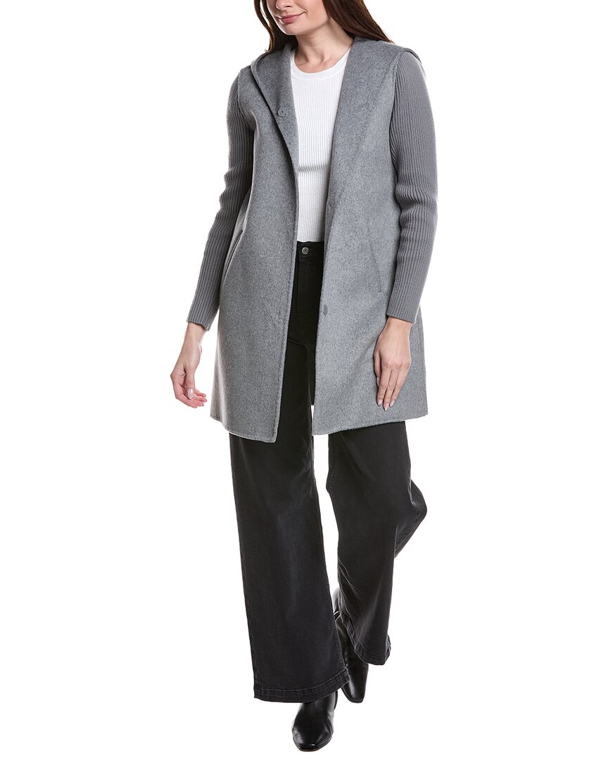 Kenneth Cole | Womens | Hooded Double Face Wool-Blend Coat | Grey