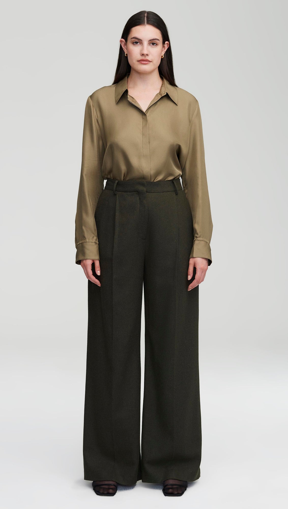 Single Pleat Trouser in Wool Twill | Hunter