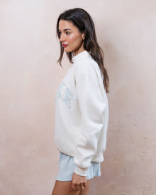 Bridal Varsity Mockneck | Ivory/Pale Blue