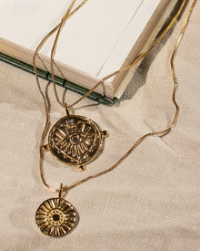 Evil Eye Double Coin Necklace | Gold