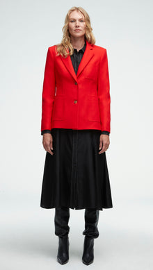 Three Pocket Blazer in Wool Twill | Red Orange