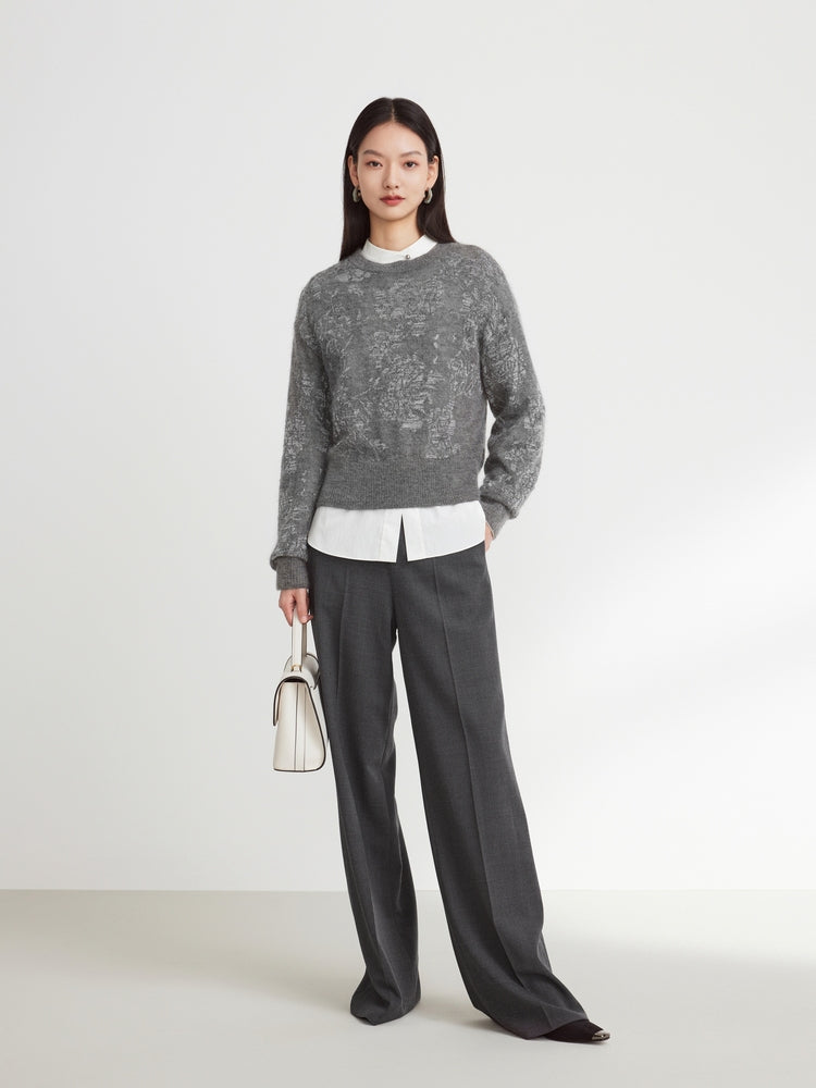 Wool Wide-Leg Pants | Grey