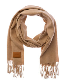 Vince | Unisex | Double-Face Solid Long Leather-Trim Wool & Cashmere-Blend Scarf | Brown