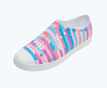 Angled view of a Native Shoes Jefferson Print | Shell White/ Shell White/ Pastel Multi Stripe 2 Footwear