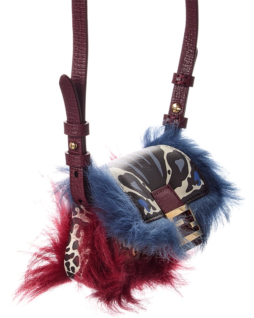 FENDI | Womens | Nano Baguette Leather Bag Charm | Blue